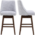 27 inch Swivel Linen Fabric Barstools with Wood Legs E31561