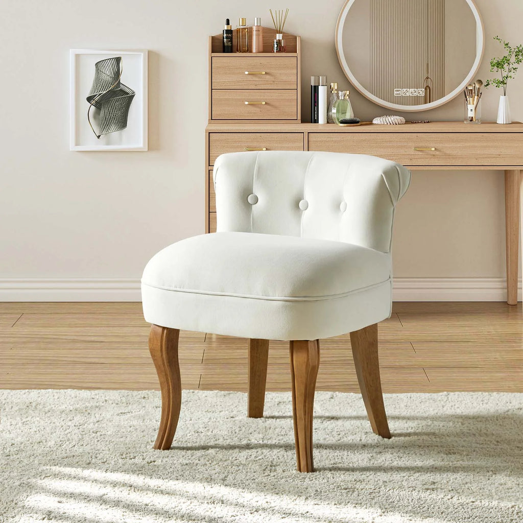 Ivory Velvet Vanity Stool J8902