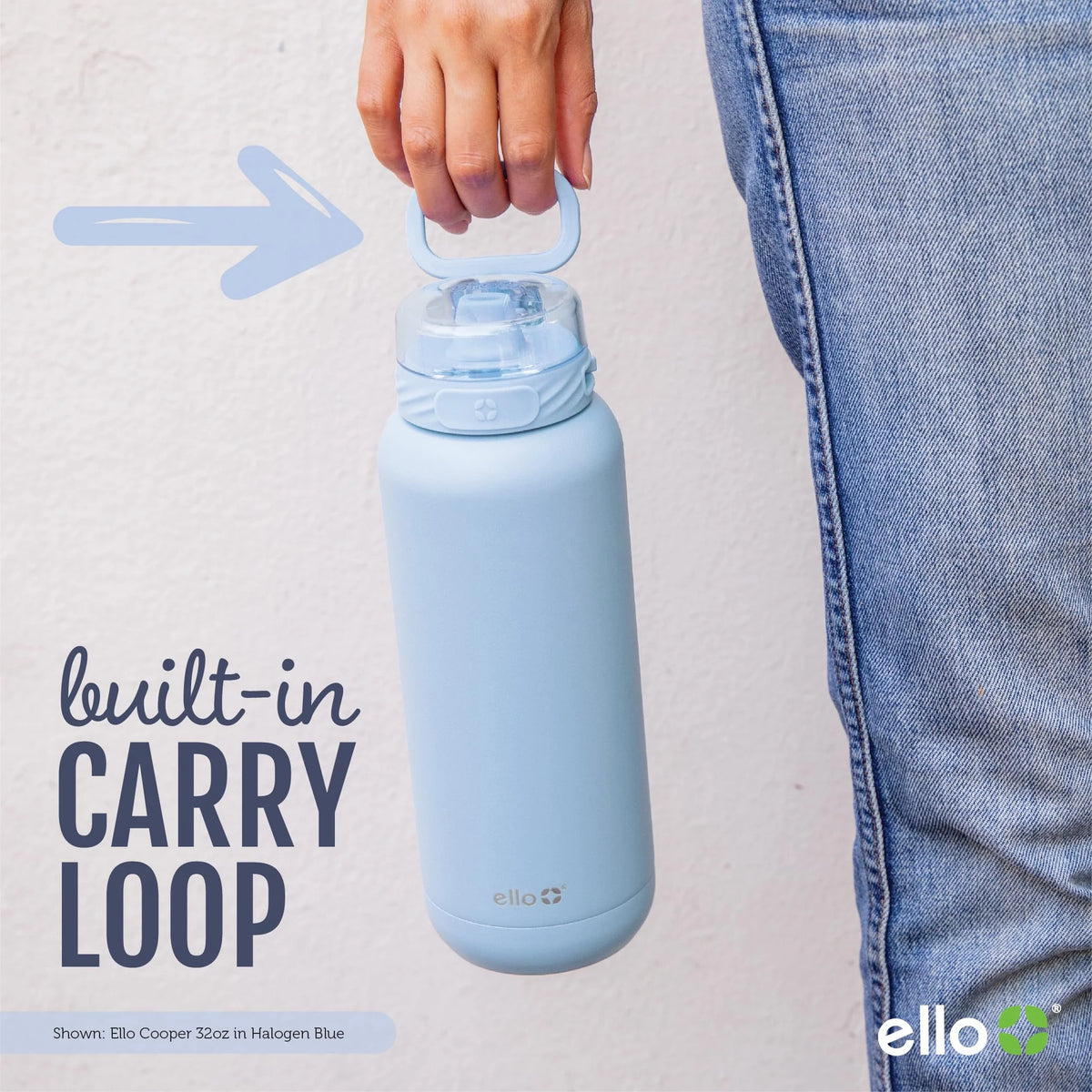 22oz Stainless Steel Water Bottle with Straw and Carry Handle Q93346