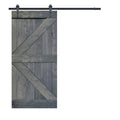 Gray Knotty Pine Wood Interior Sliding Barn Door with Hardware Kit Y360