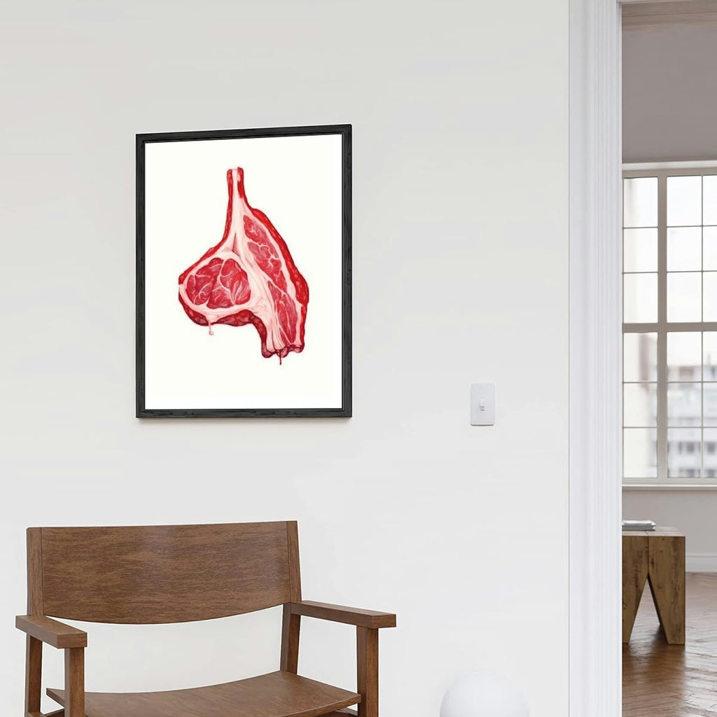 T-bone Steak Watercolor Art Print Wall Poster Q108