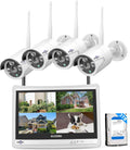 8CH 2K Wireless Security Camera System with 12 LCD Monitor 3TB Hard Drive 4pcs 3MP Outdoor Bullet IP Cameras U57281