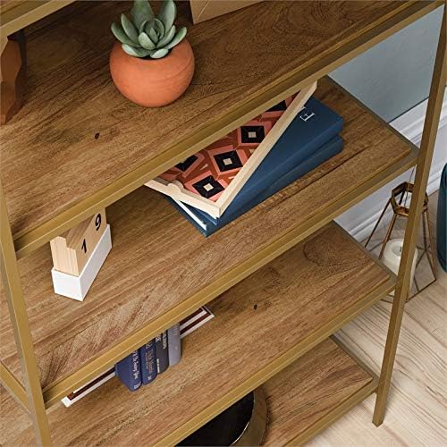 Gold Satin 5-Shelf Metal Frame Bookcase P228954