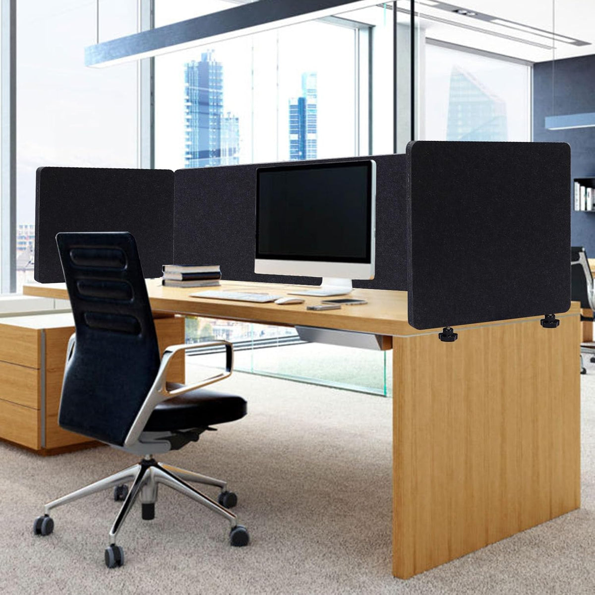 Dark Gray Acoustic Desk Privacy Panel, 59"L x 24"W T915