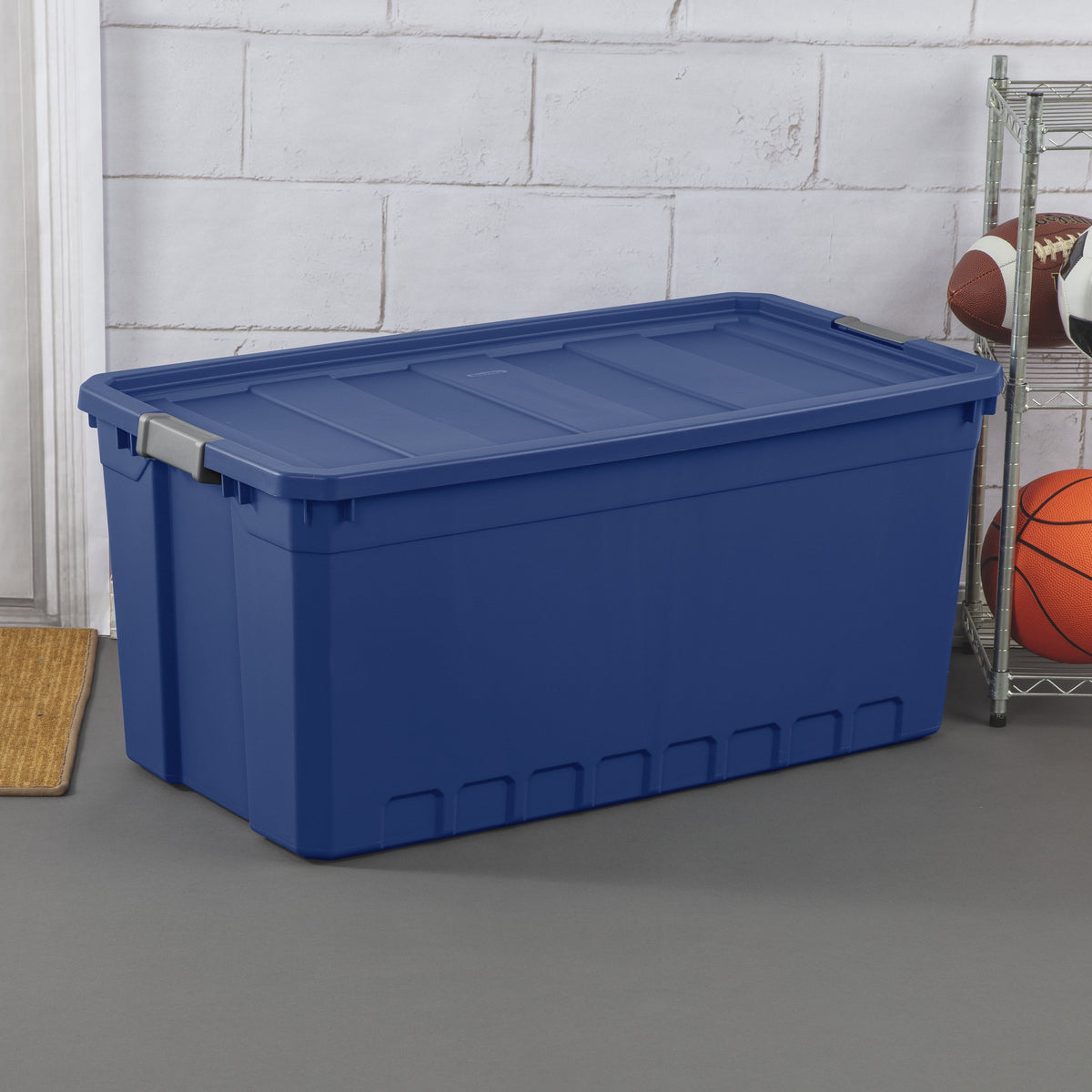 50 Gallon Plastic Stacker Tote, Blue F977919