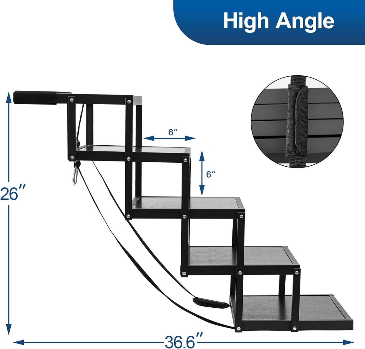 Foldable Aluminum 5 Step Dog Stairs with Nonslip Surface, Pack of 2 G56944