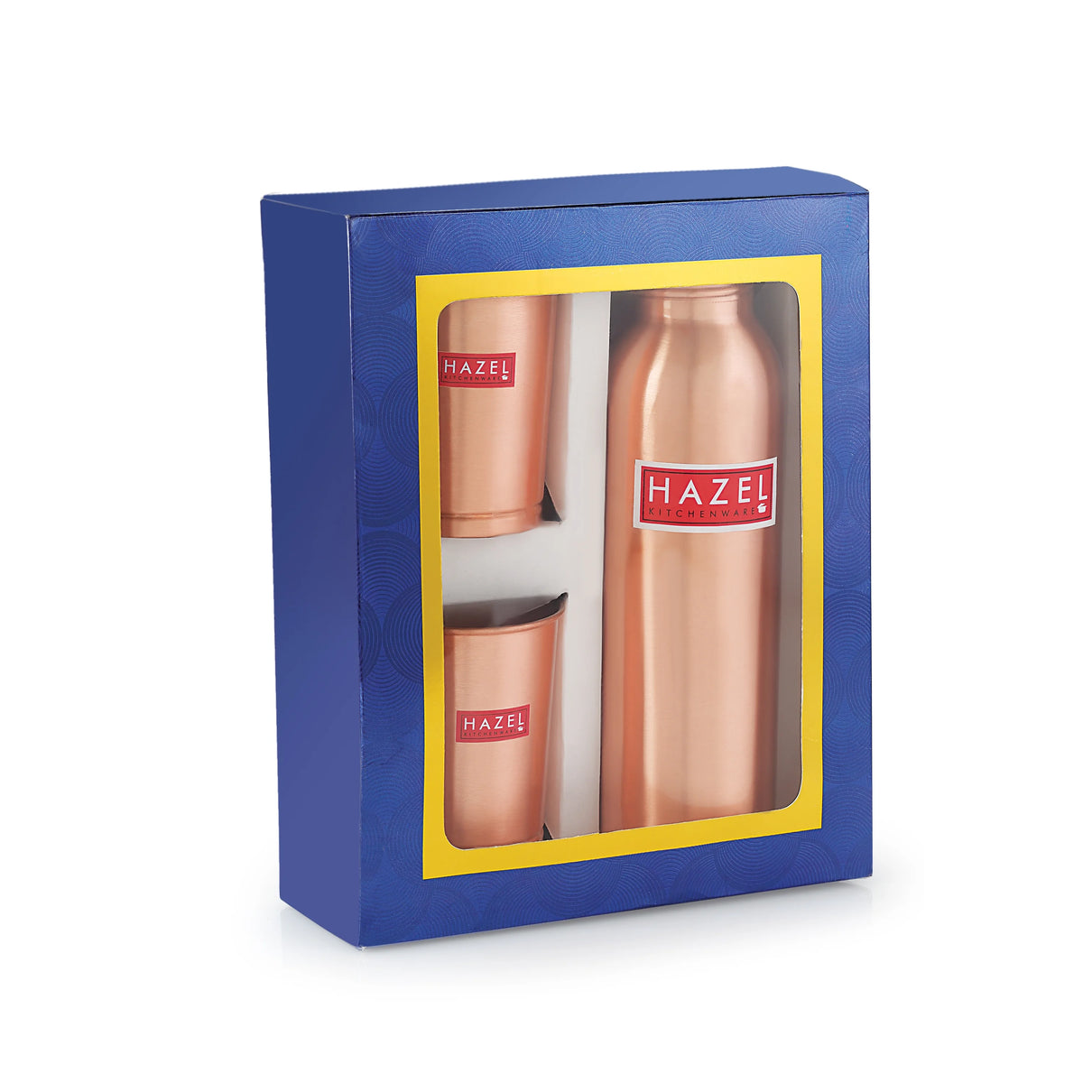 Copper Water Bottle, 28oz & 2 Glasses, 10oz T88262