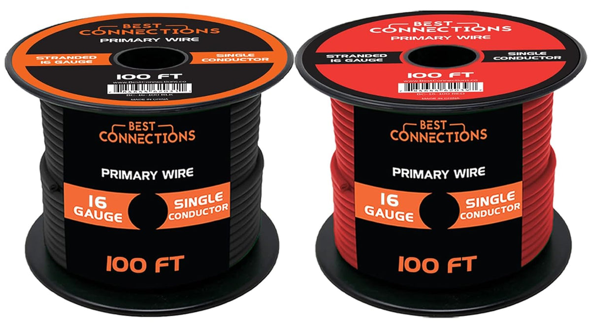 16-Gauge Automotive Primary Wire Bundle (100ft Each, Red & Black) J95747