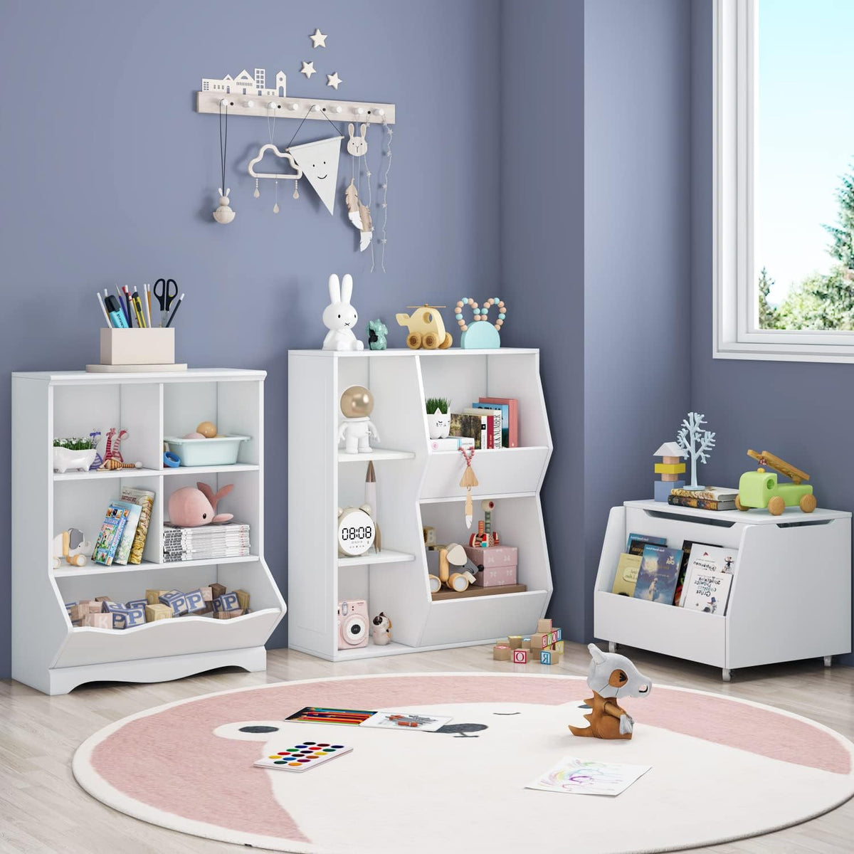 White 5 Cubby Toy Storage Organizer X683923