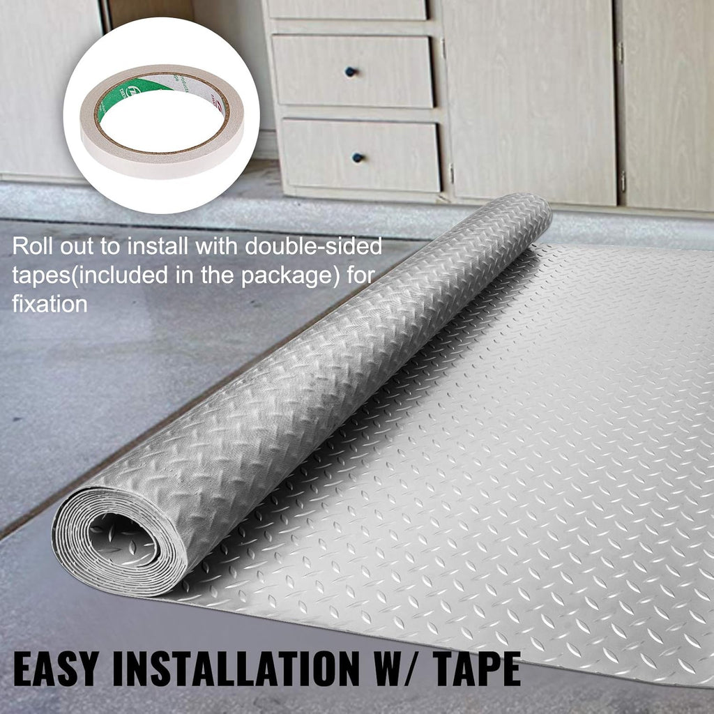 4.9x19ft Anti-Slide Diamond Texture Vinyl Garage Floor Mat G76086