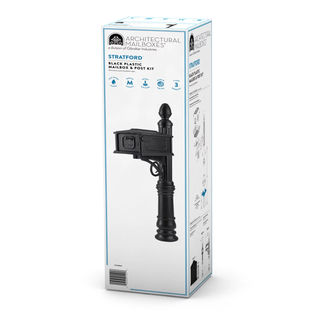Black Plastic Mailbox & Post Combo Y92218