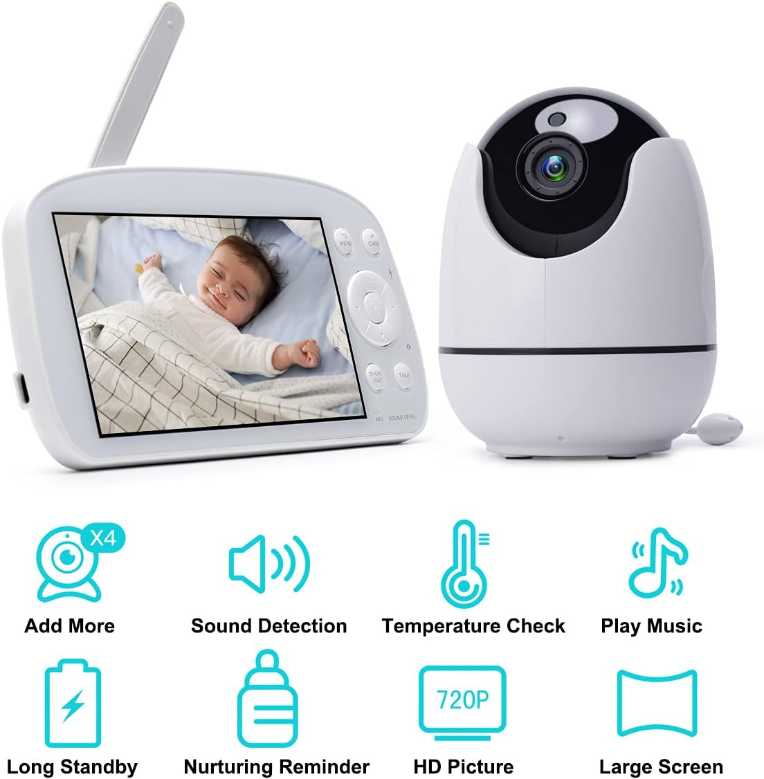 720P HD Video Baby Monitor with Camera and Audio and 5.5 Display C82172