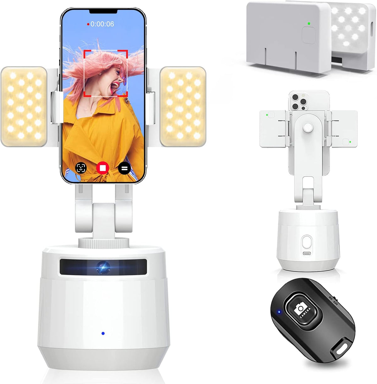 White Auto Face Tracking Tripod Phone Holder Y56939
