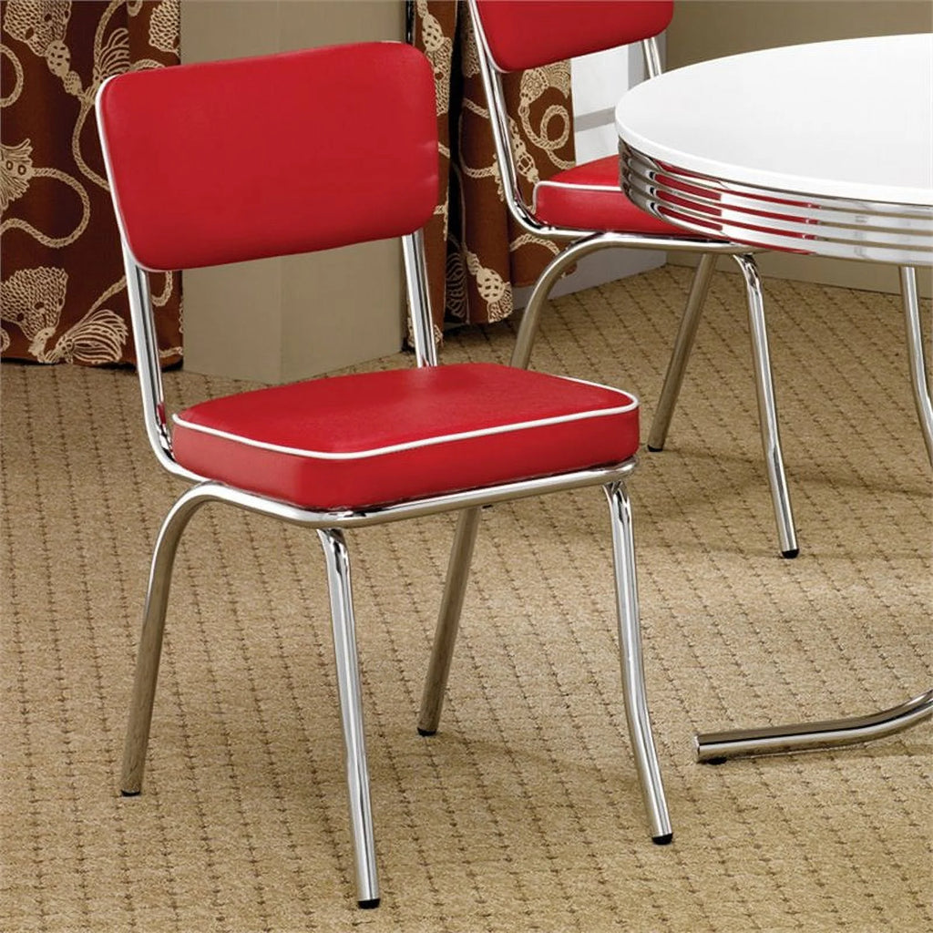 Red and Chrome Dining Side Chair D415475
