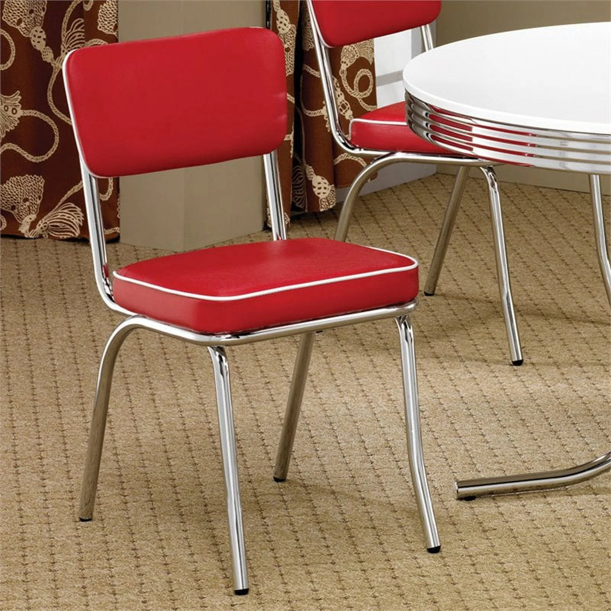 Red and Chrome Dining Side Chair D415475