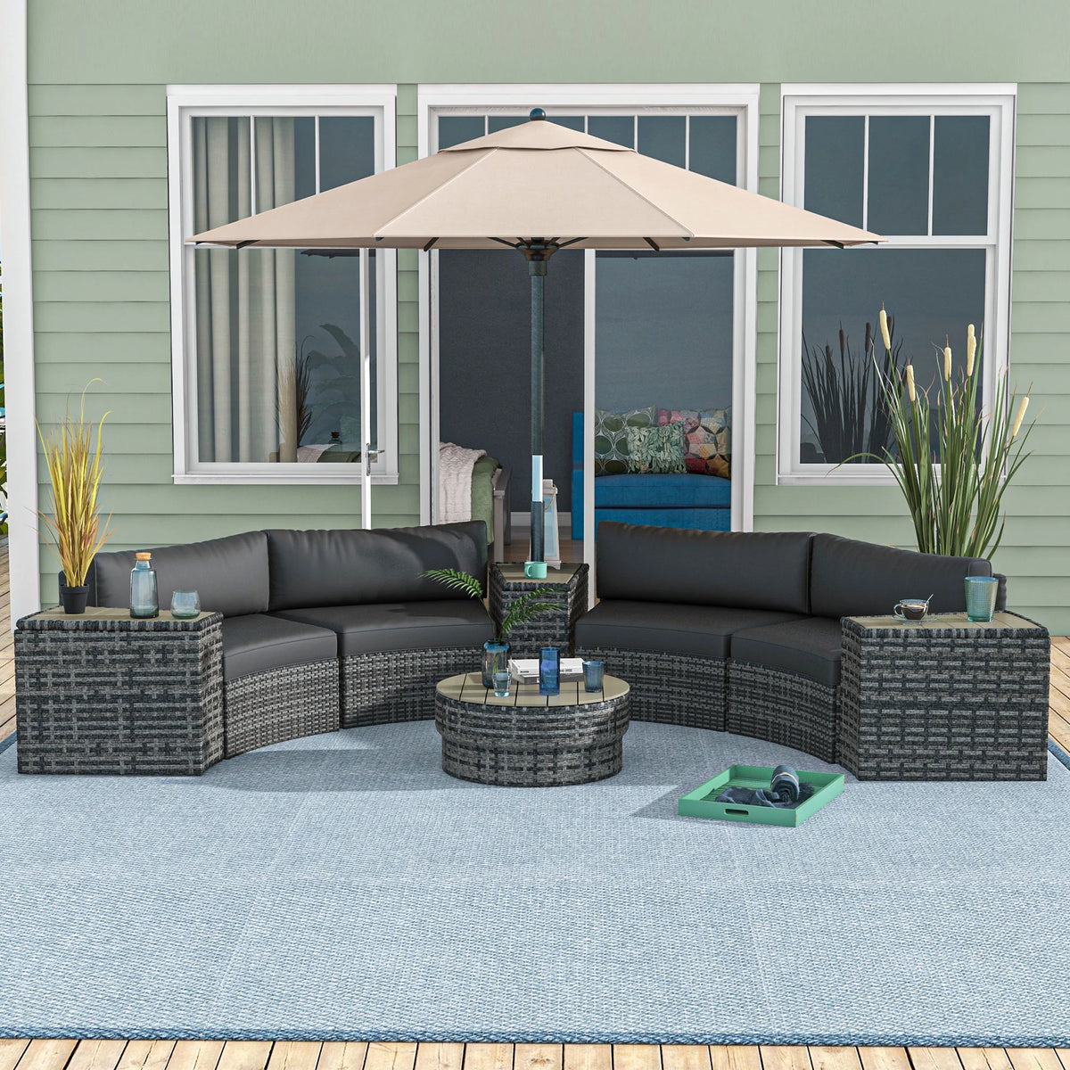 Gray 8pc Patio Furniture Set with Sofa and Chair M739761