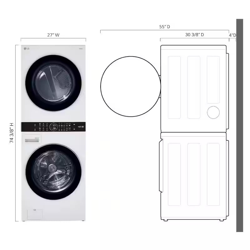 4.5 Cu.Ft. Front Load Washer & 7.4 Cu.Ft. Gas Dryer in White E895439