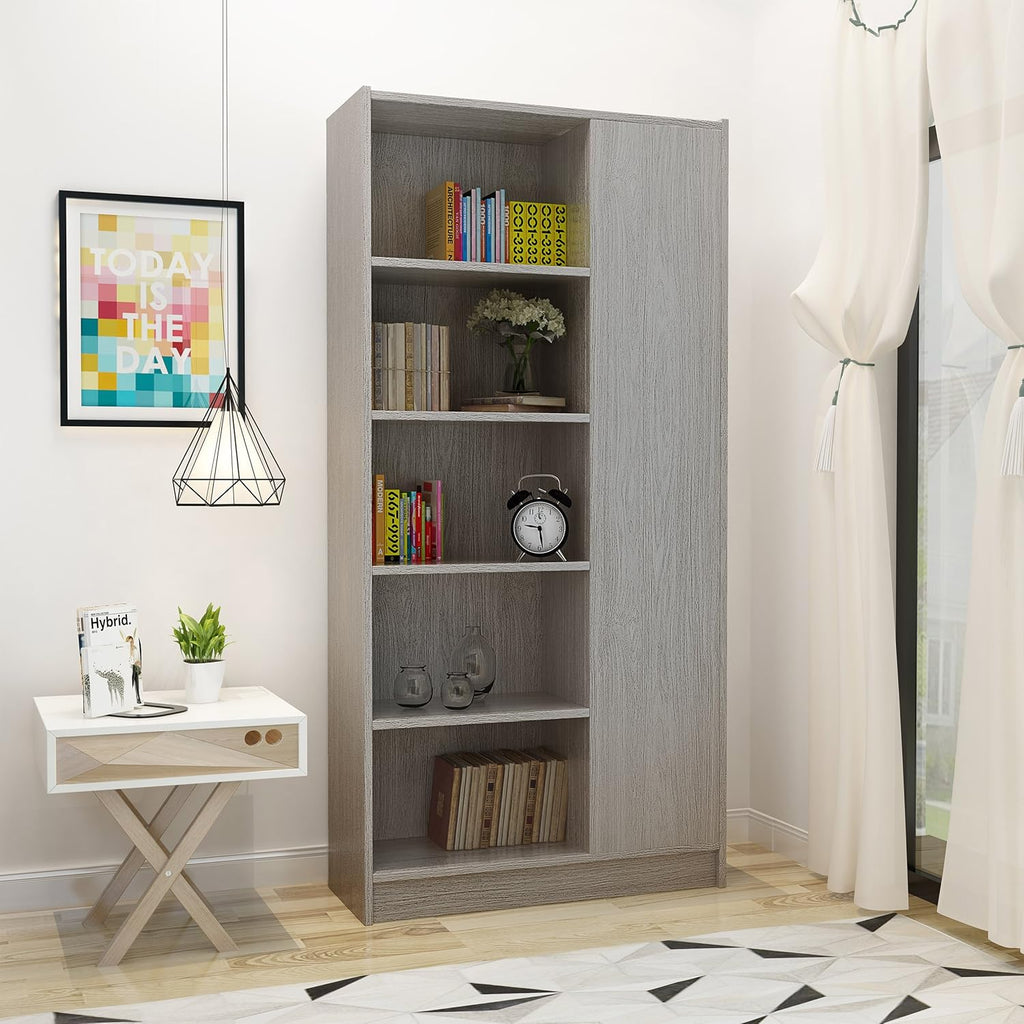 Grey Oak Finish Faux Wood Bookcase U3547
