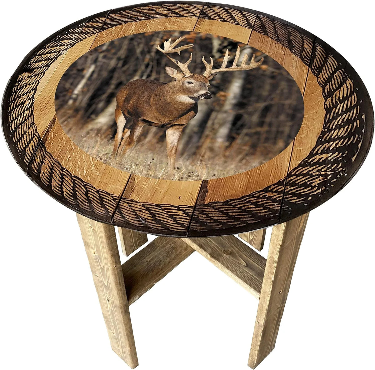 Round Whiskey Barrel End Table F7670