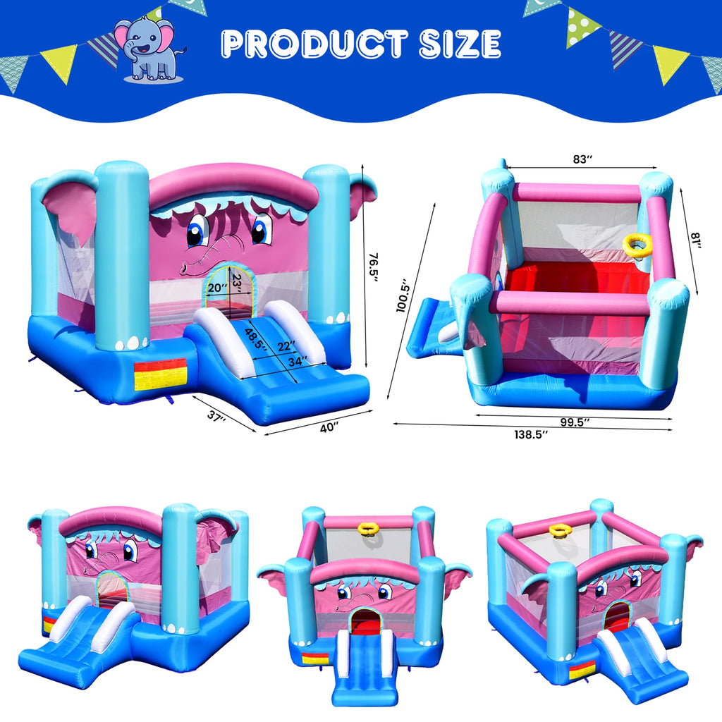 Inflatable Bounce House 3-in-1 Elephant Theme Castle F1526