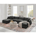 Charcoal Linen Sofa U-Chaise Sectional L2971
