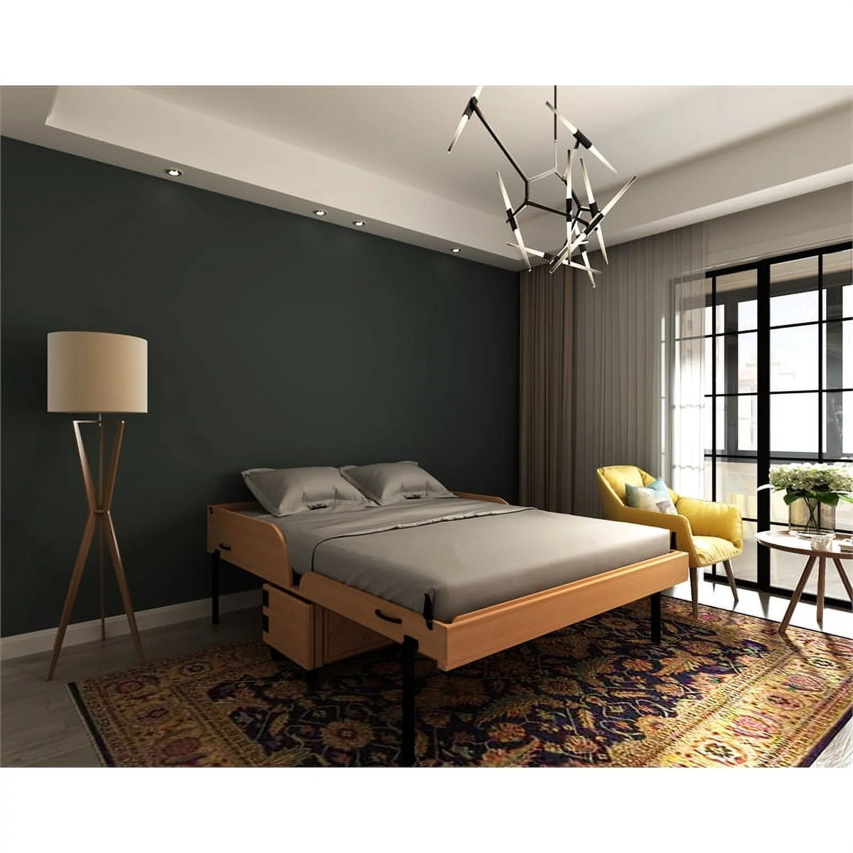 Queen Solid Wood Murphy Cabinet Bed Y43071