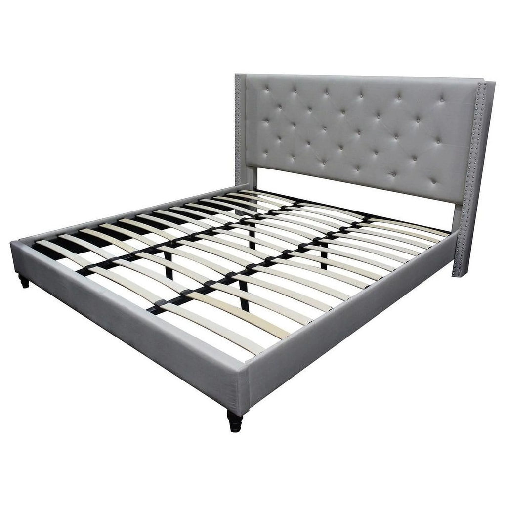 Gray Fabric Upholstered Wingback Cal King Platform Bed B86520