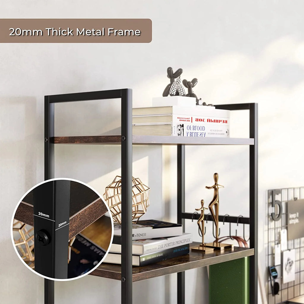 5 Tier Wood Bookcase with 4 Hooks T1472