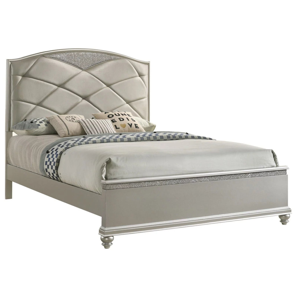 King Panel Bed Dresser Mirror Nightstand Chest Wooden Bedroom Furniture Set Q960401