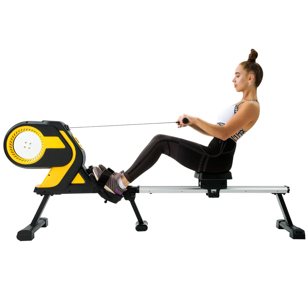 Magnetic Rowing Machine with LCD Monitor, 46 Slide Rail, Compact Folding Rower T634