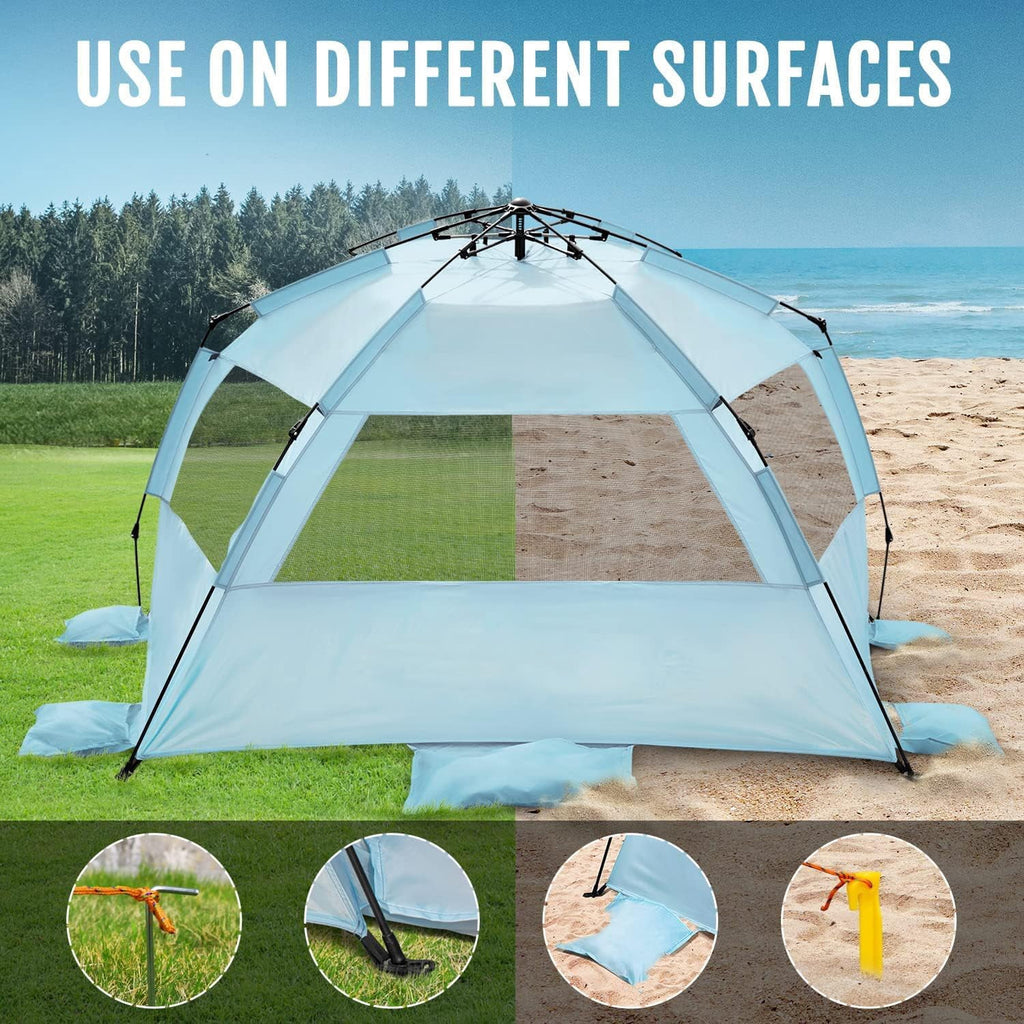 Light Blue Pop Up Beach Tent with Carrying Bag N279