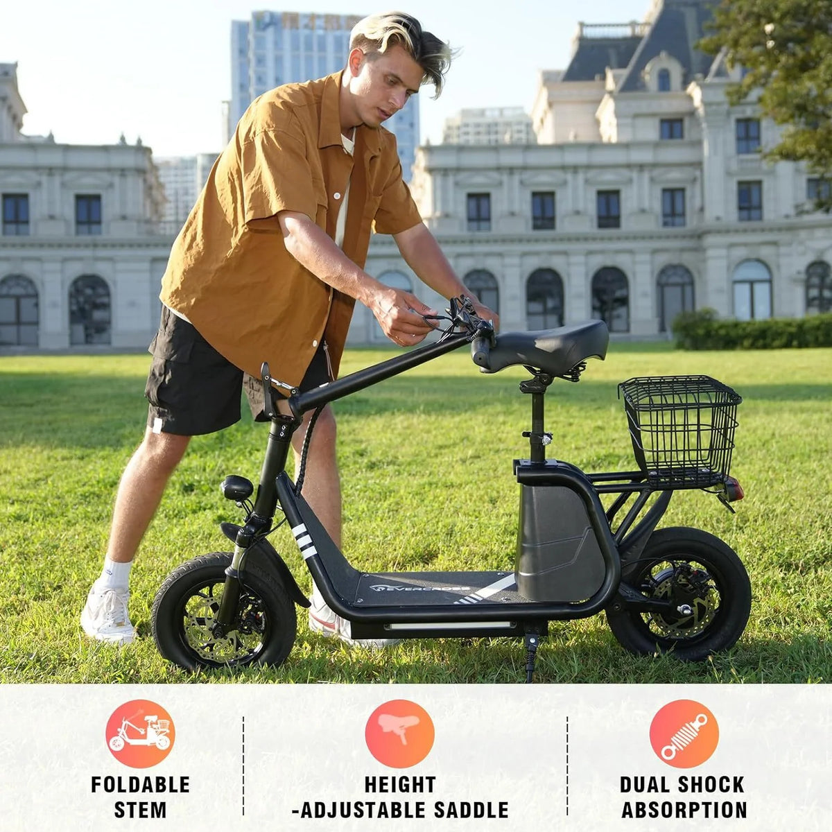 400W Motor 12" Pneumatic Tire Foldable Electric Scooter with Seat I349