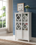 White Wood Curio Cabinet with Glass Sliding Doors N201