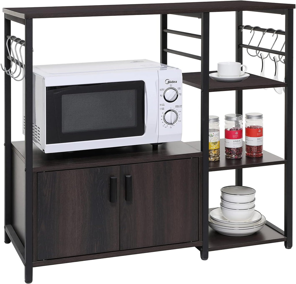 4 Tier Dark Oak Kitchen Baker's Rack with 8 Hooks X920