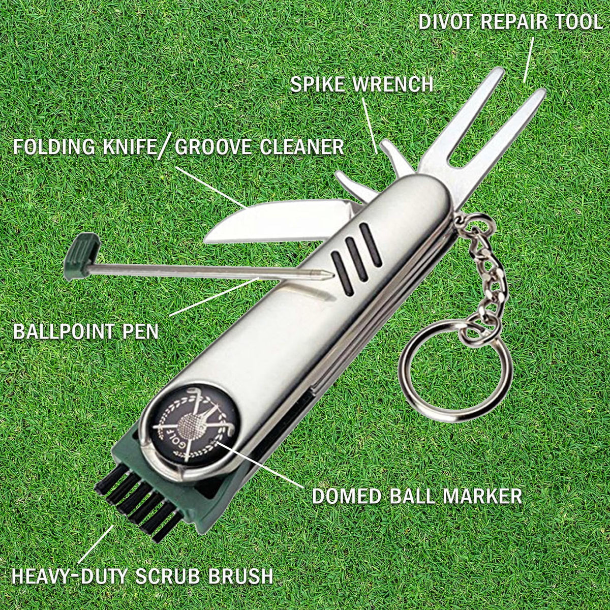 Golf Rangefinder with OLED Display Bundle with Stainless Steel 7-in-1 Golf Tool F641390