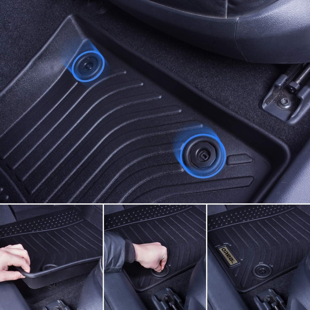 Black Floor Mats Liners Custom Fit Waterproof Q72581