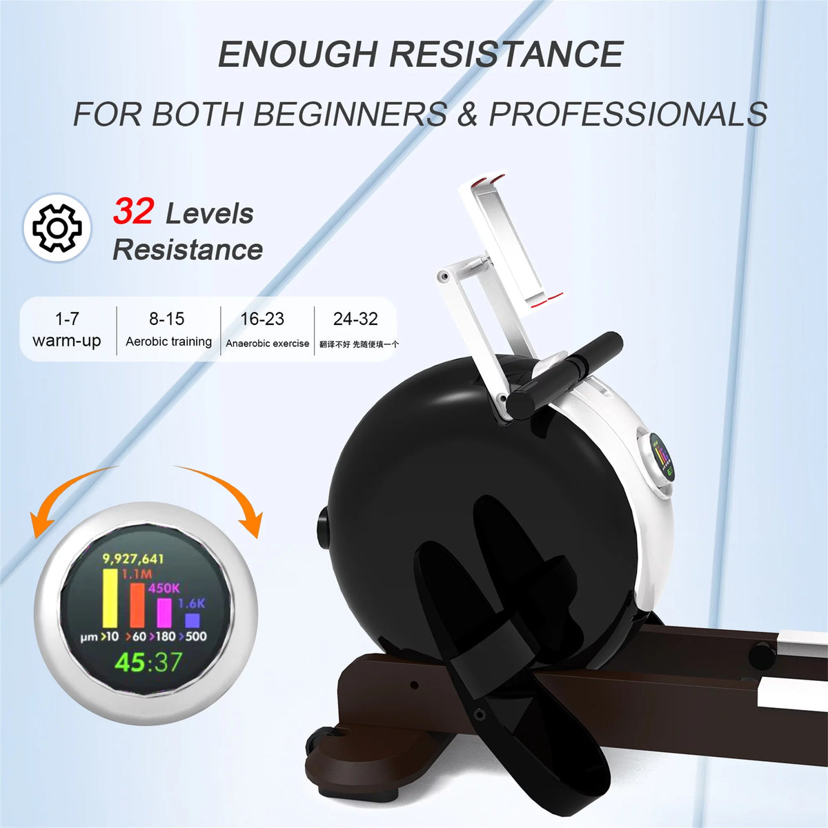 Magnetic Rowing Machine with 32 Levels Resistance, LCD Display T98843
