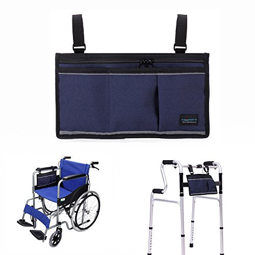 Dark Blue Wheelchair Side Bag with Phone Holder X5610