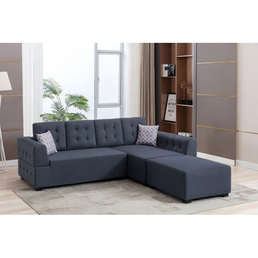 Light Gray Linen Sectional Sofa with Chaise Z34546