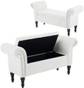 51" Upholstered Sherpa Bench with Wood Legs B452