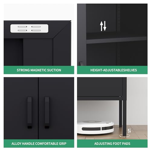 Black 70" Tall Metal Storage Cabinet with 4 Adjustable Shelves Q93788