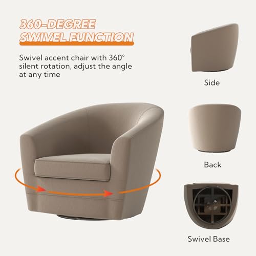 Swivel Accent Chair with Ottoman Set of 2, Soft Velvet Barrel Chair with Footrest B28672