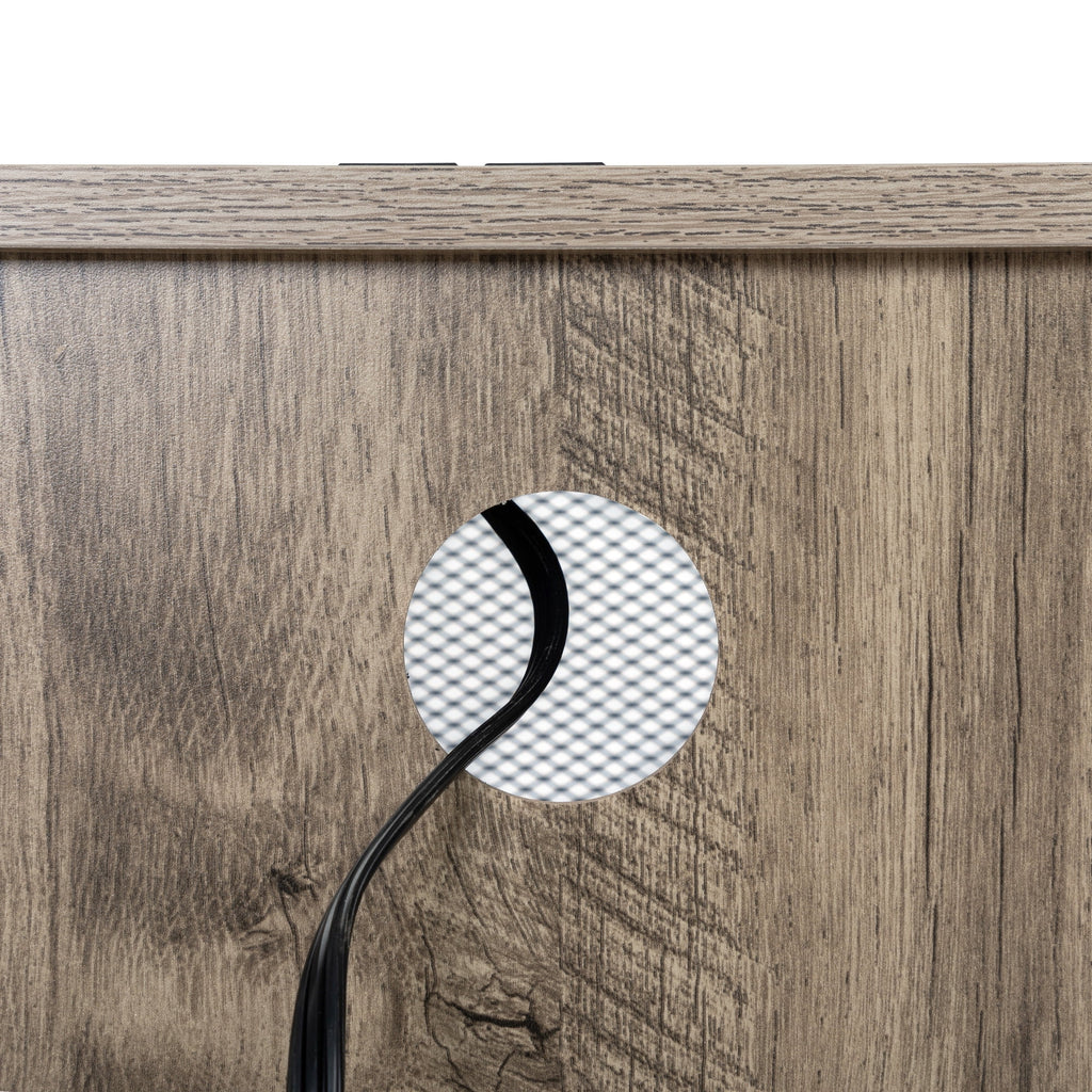 Farmhouse Nightstand with Power Outlets, USB Ports, Cabinet, Storage Shelf N59726