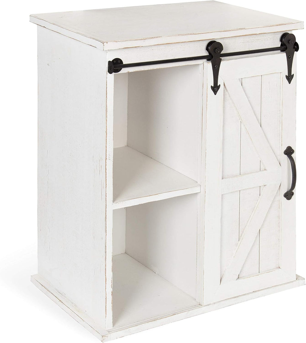 Rustic Gray Wooden Freestanding Storage Cabinet with Sliding Barn Door V99669