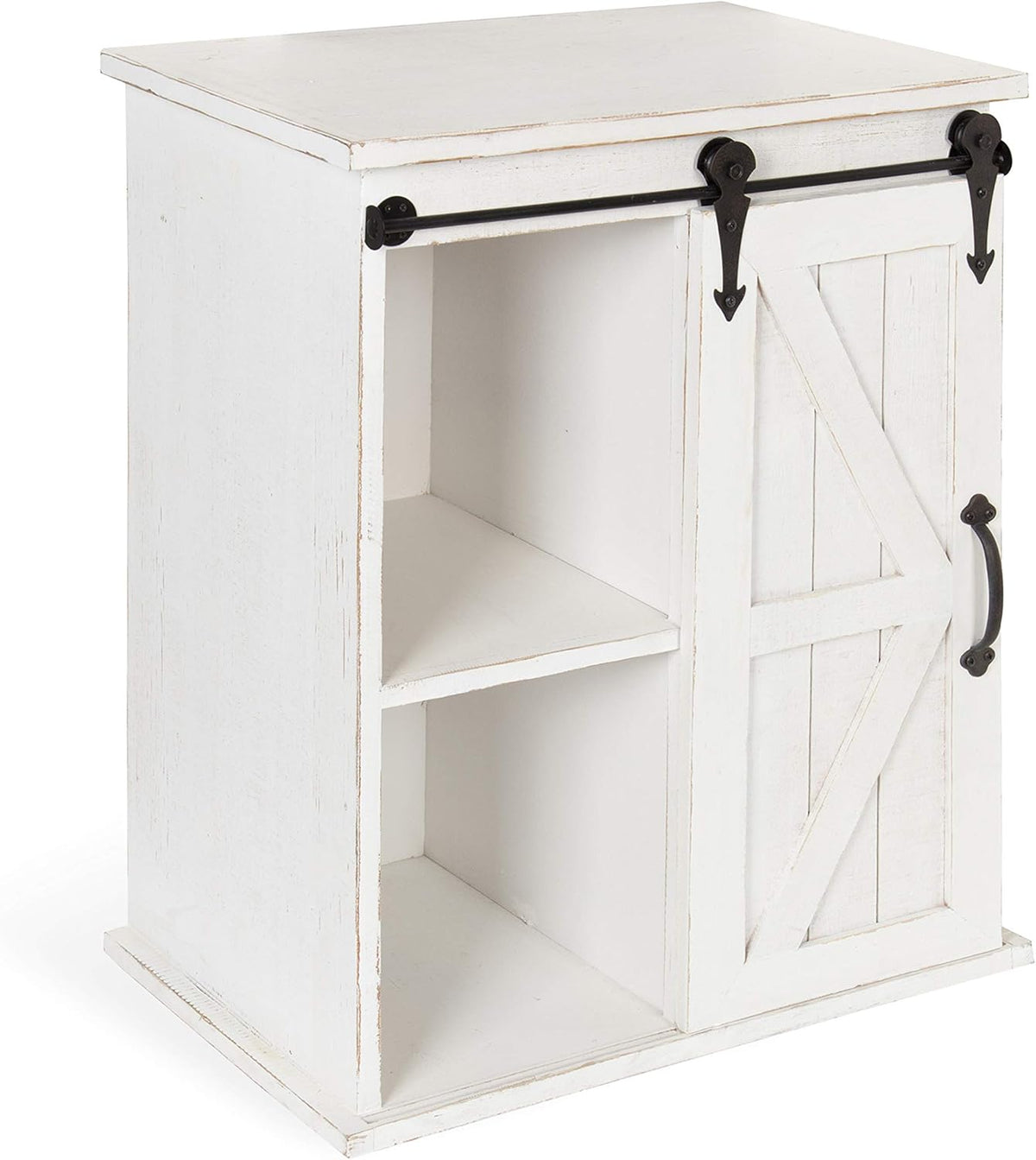 Rustic Gray Wooden Freestanding Storage Cabinet with Sliding Barn Door V99669