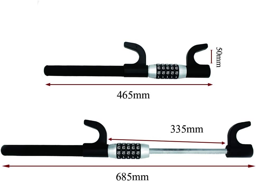 Steering Wheel Lock 5 Digit Combination Anti-Theft Extendable Double Hook D8827