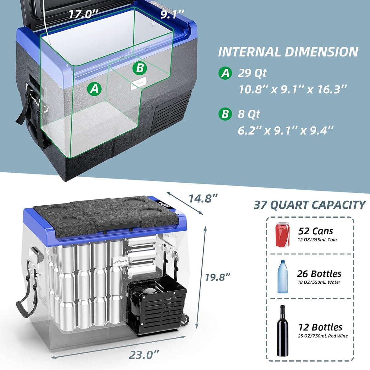 Portable Fridge Freezer with Wheels F441223