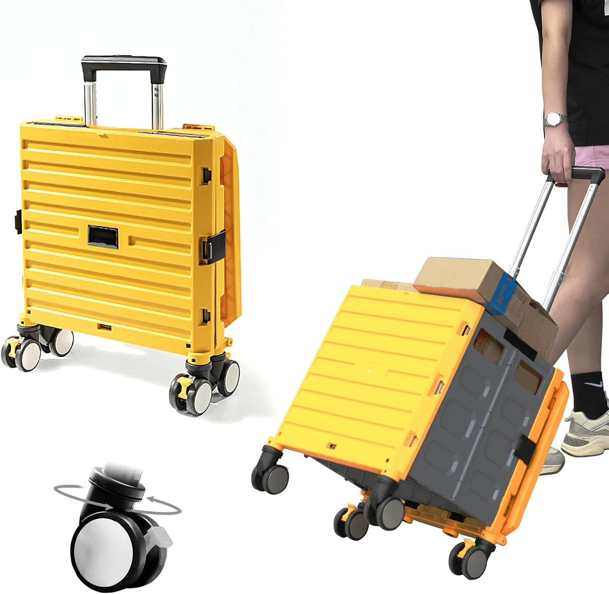 Foldable Rolling Utility Cart with 4 Wheels Black B294