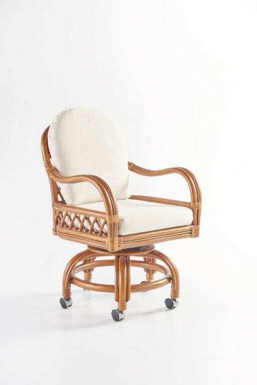 South Sea Rattan Swivel Caster Dining Arm Chair Y5695