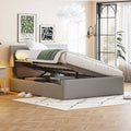 Full Size Sleigh Bed with Hydraulic Storage and Linen Upholstery X368